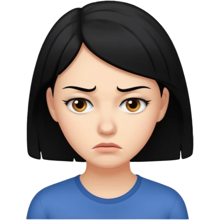 A worried woman, black hair emoji