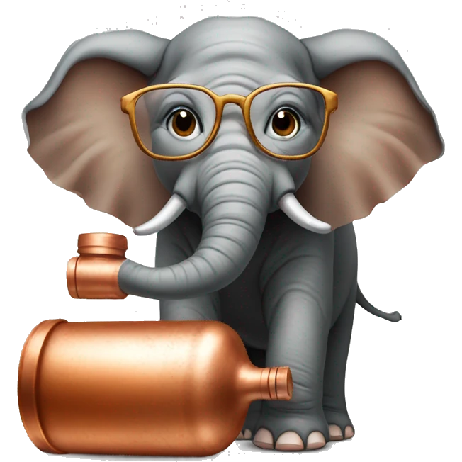 elephant holding copper bottle with spectacles emoji