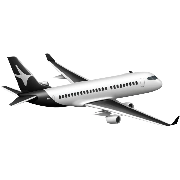 A commercial airplane side on that is black and white emoji