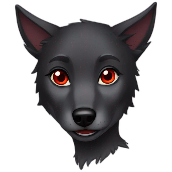 Black Wolf girl red eyes emoji
