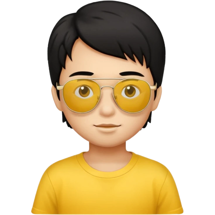 black hair kid with yellow sunglasses emoji