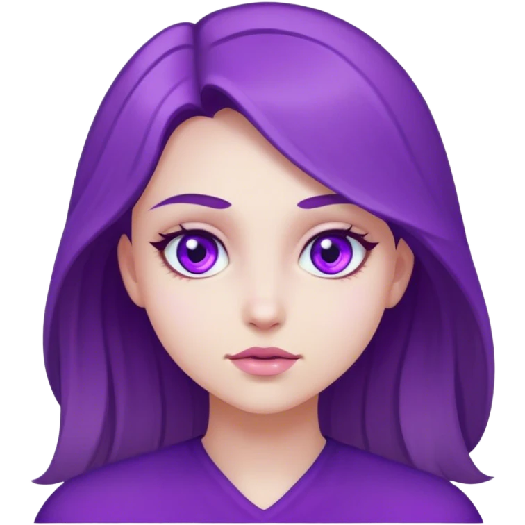 Girl wearing purple with purple eyes emoji