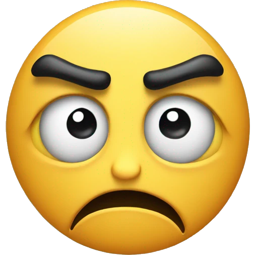 Angry eyes with sad mouth emoji