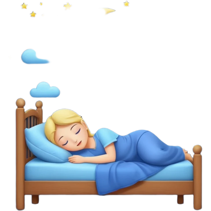 Peaceful night sleep, moon and stars, glowing fruit releasing melatonin, calm blue tones, simple emoji style emoji