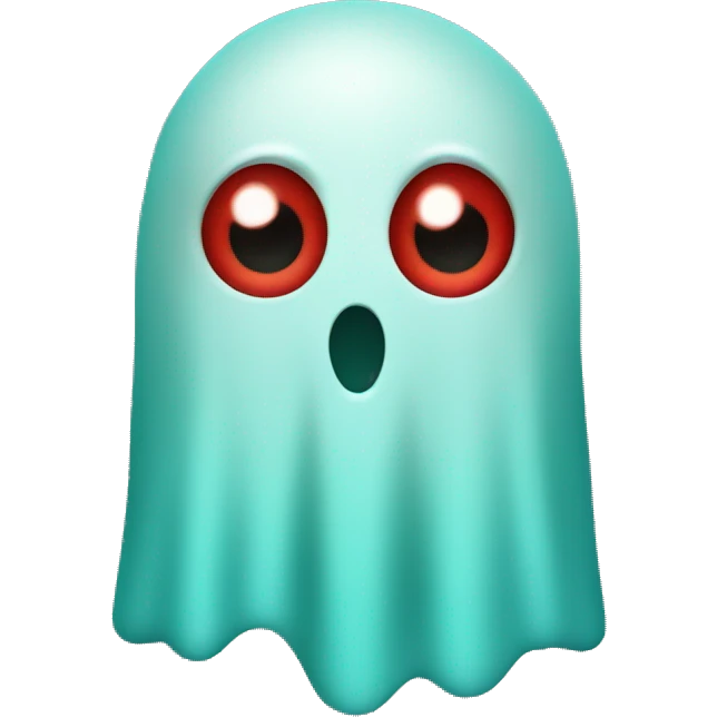 teal ghost wth hornsand red eyes emoji