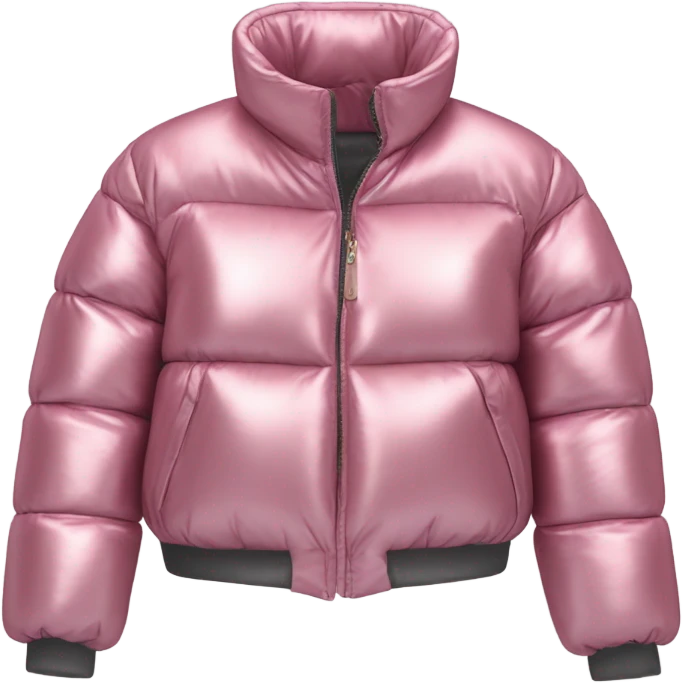 Realistic isolated side view of an open metallic pink cropped puffer jacket. emoji