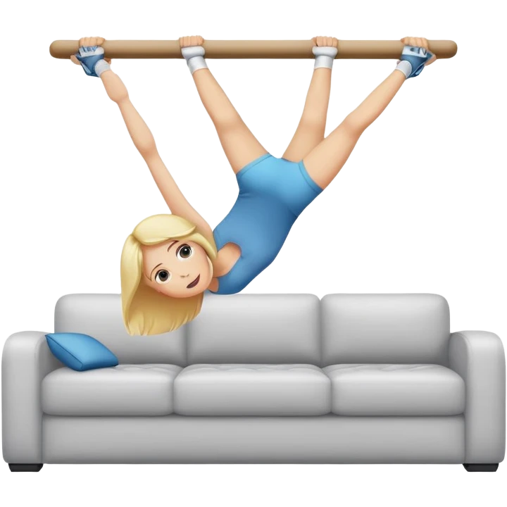 Cute blond in athletic clothes lifting a couch above her head emoji