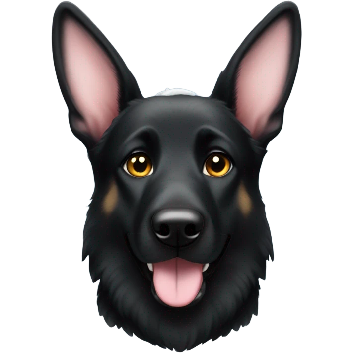 All black German shepherd with bunny ears emoji