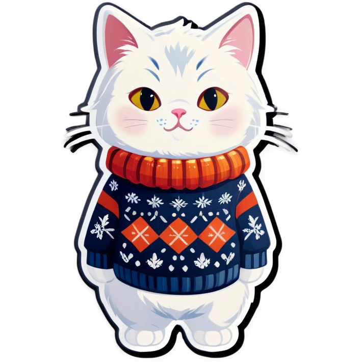 White cat with sweater emoji