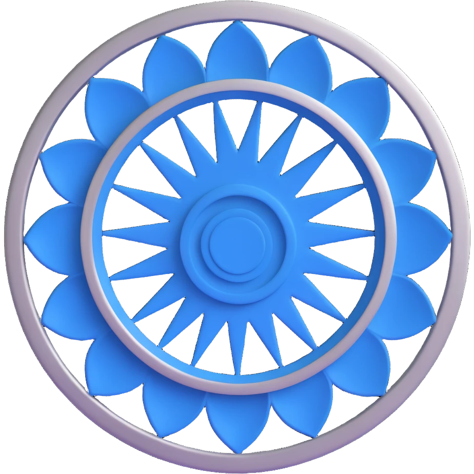 3D circular pattern, blue-silver, circular motif, Aixam style, without brand name emoji