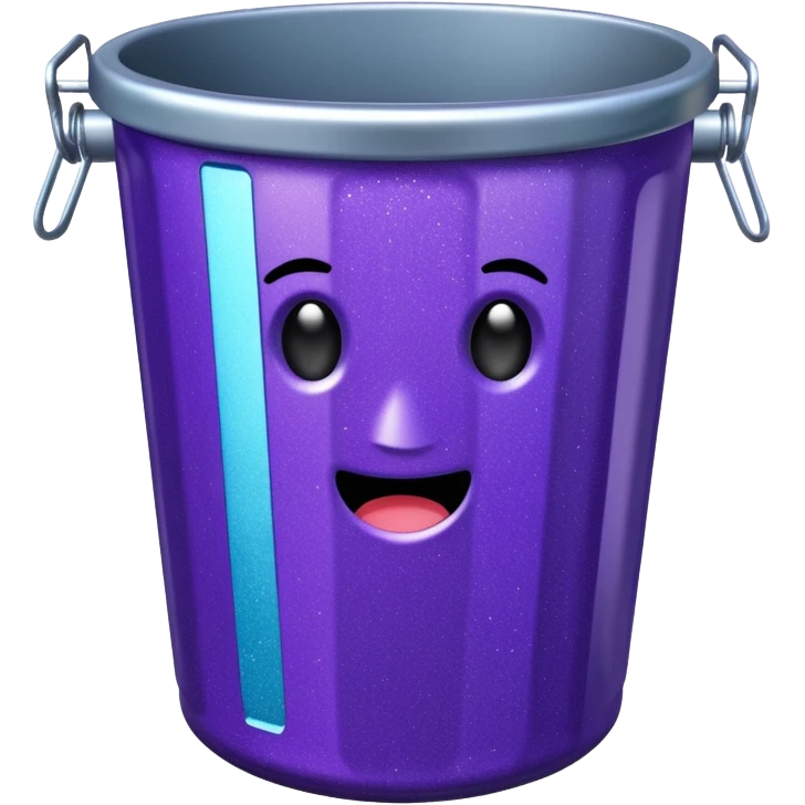 Glitter Purple and Cian  metal rubbish bin emoji