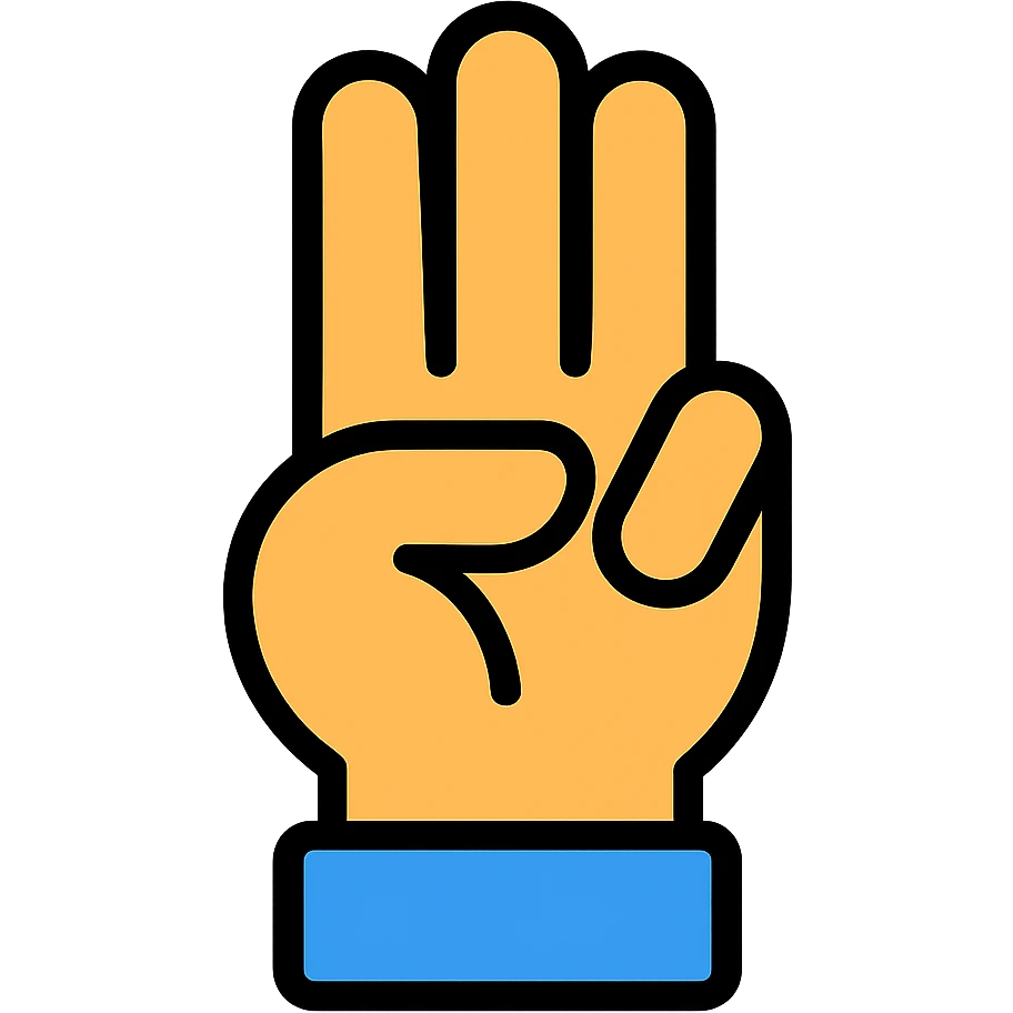 color outline icon of a hand with three fingers emoji
