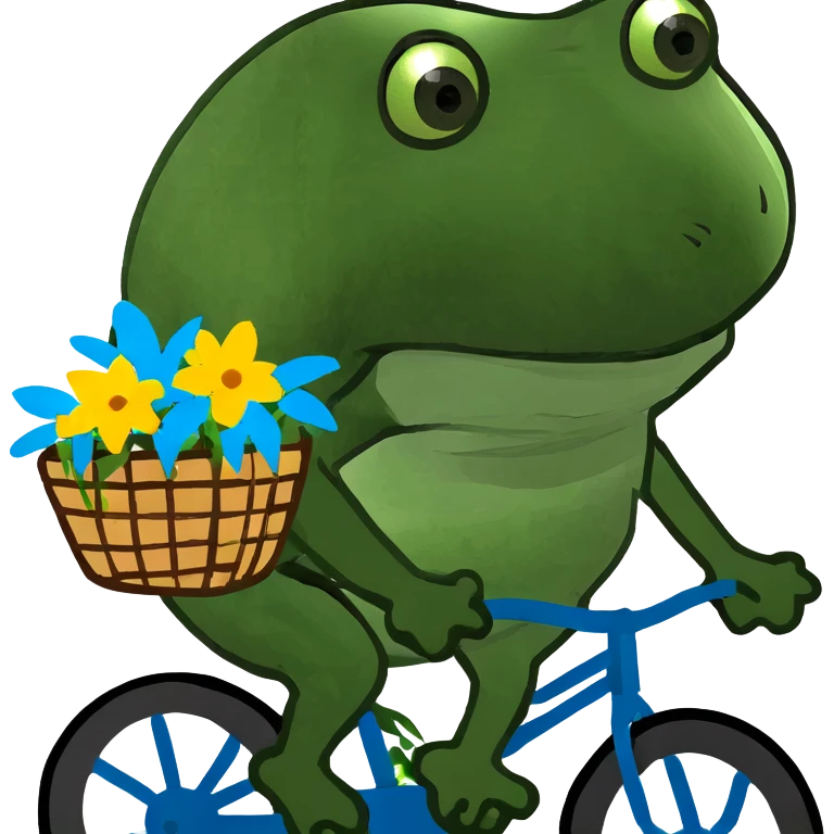 A pale olive bike with a basket and flowers in it emoji