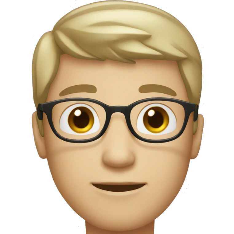 white skin male with short hair, round glasses emoji