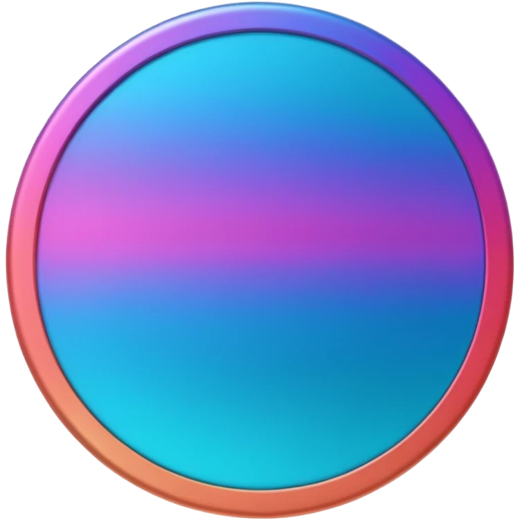 
One  3d coin color in in gradient of turquoise, blue, pink, purple, and coral emoji