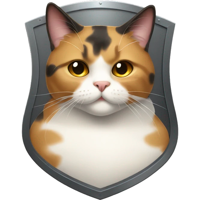 Fat calico cat with a shield  emoji