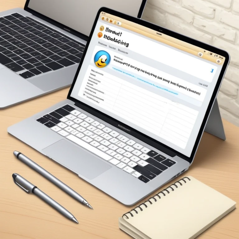 online booking system on MacBook screen next to an old-style paper notebook with a pen emoji