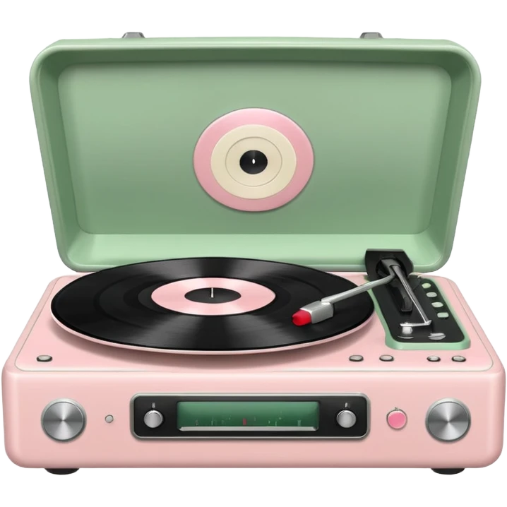 Vintage pale pink and sage vinyl player emoji