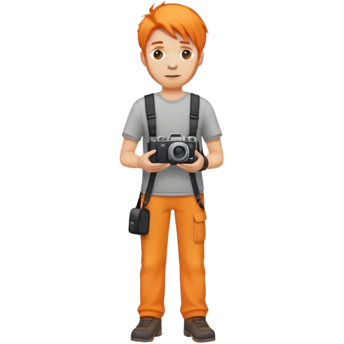 orange hair full body man with camera standing emoji