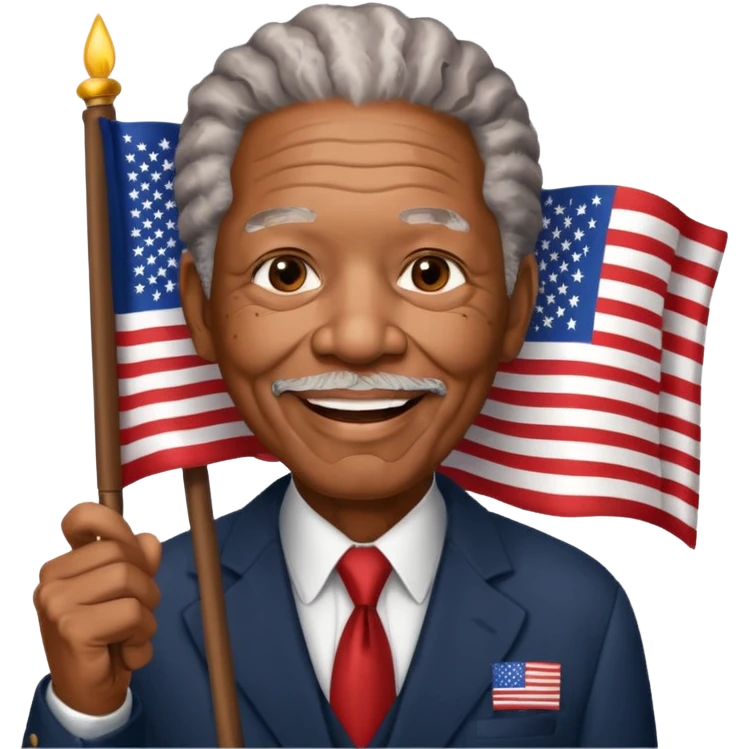 morgan freeman holding an american flag emoji