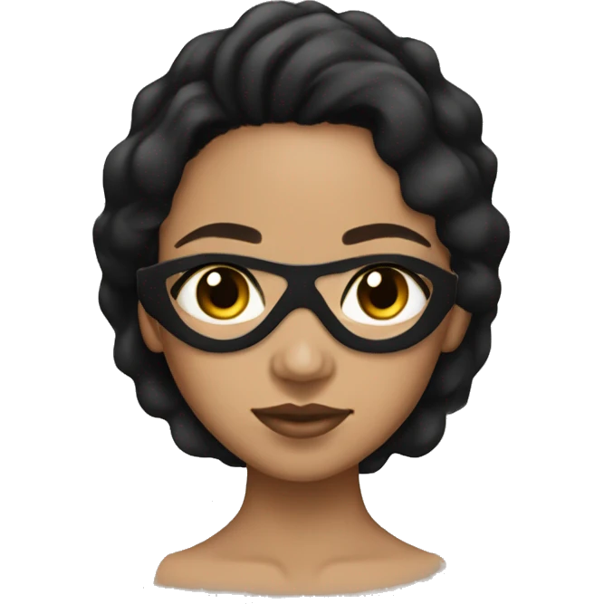 Lightskin girl with black hair with facial mask on emoji