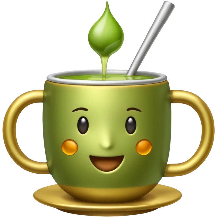 mate tea cup emoji style, focus on the cup with green mate tea and a bombilla, inspired by reference image emoji