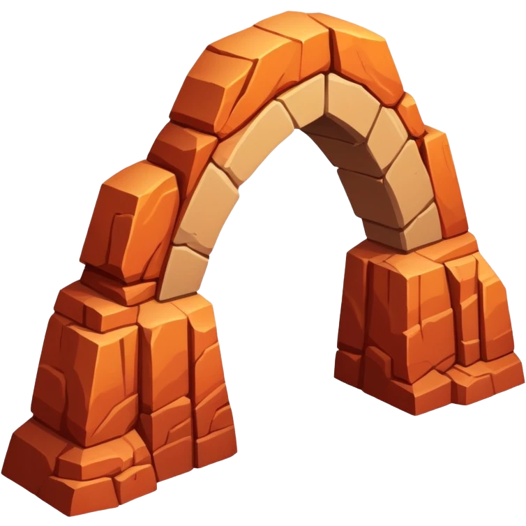 Orange, brown, and red southwestern rock formation arch, isometric  emoji