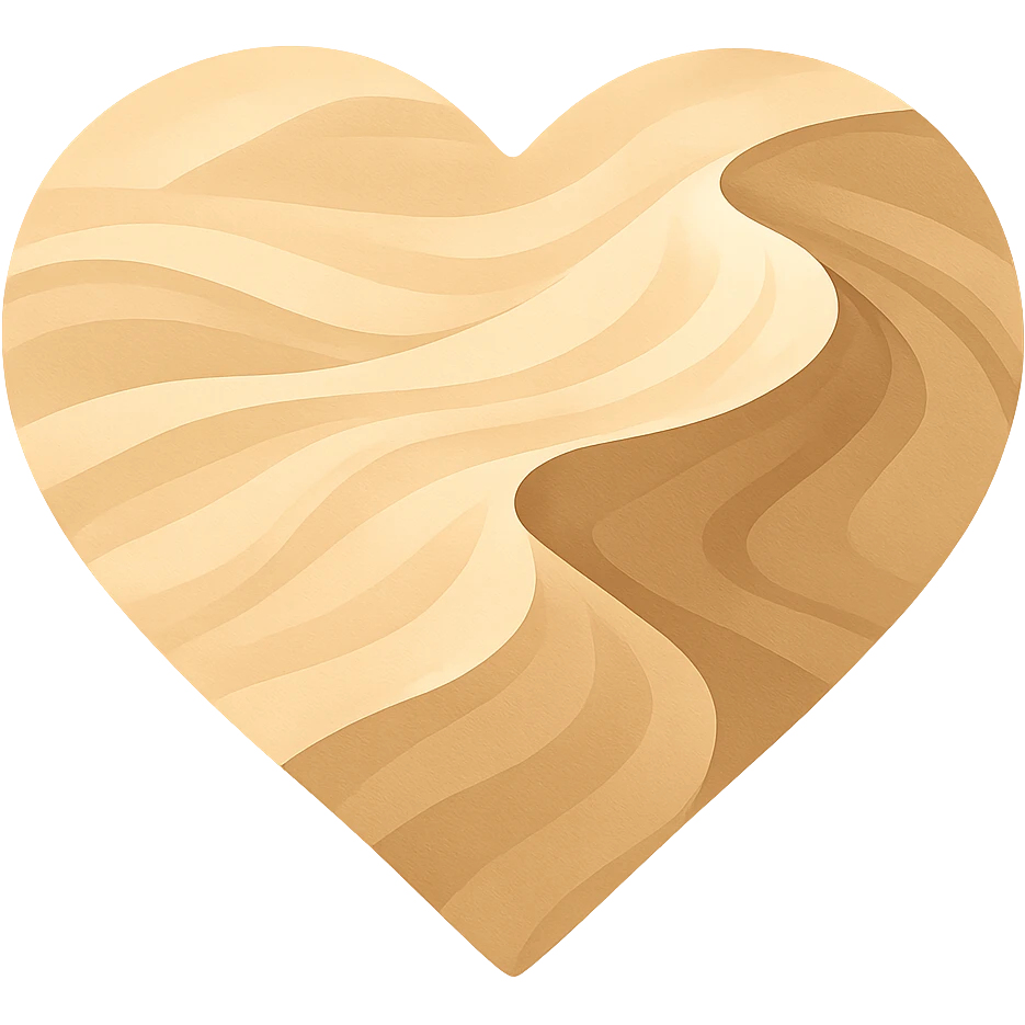 heart with a windswept sand dune theme, clean digital illustration emoji