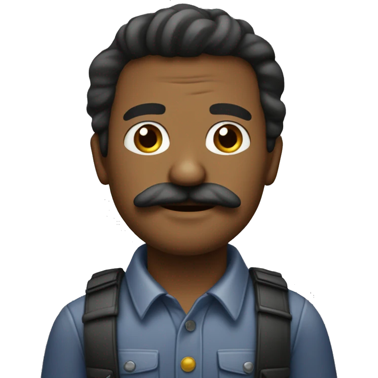 Um homem com um pequeno bigode emoji