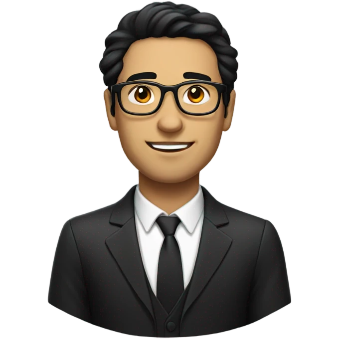 A man with glasses and black hair standing with formal outfit emoji