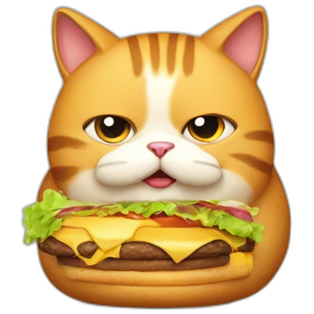fat cat eating burger emoji