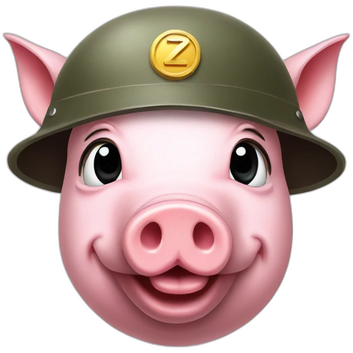 Pig in a military helmet with a symbol z emoji