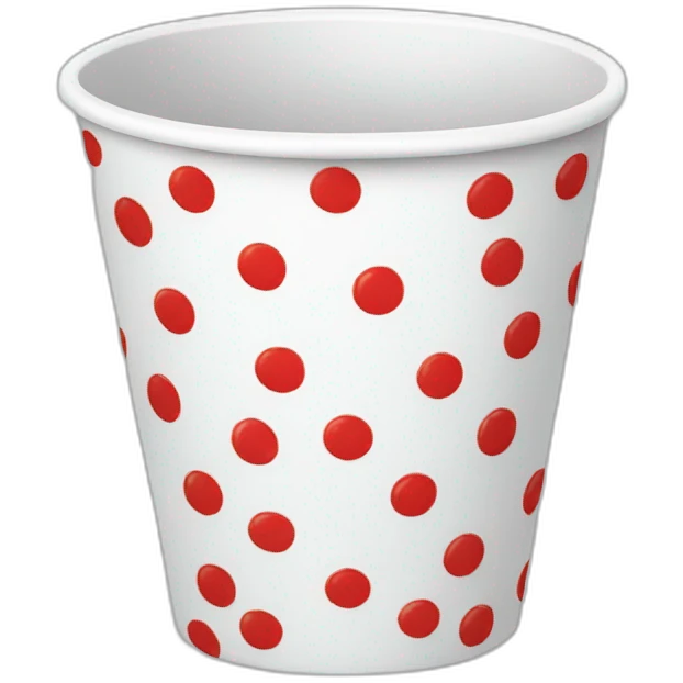 white cup with red dots emoji