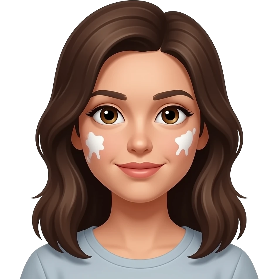 Woman with white paint splatter on face on her face emoji