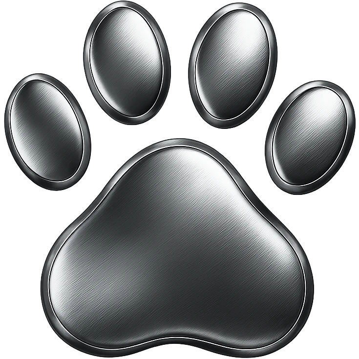 chrome style icon of a paw print emoji