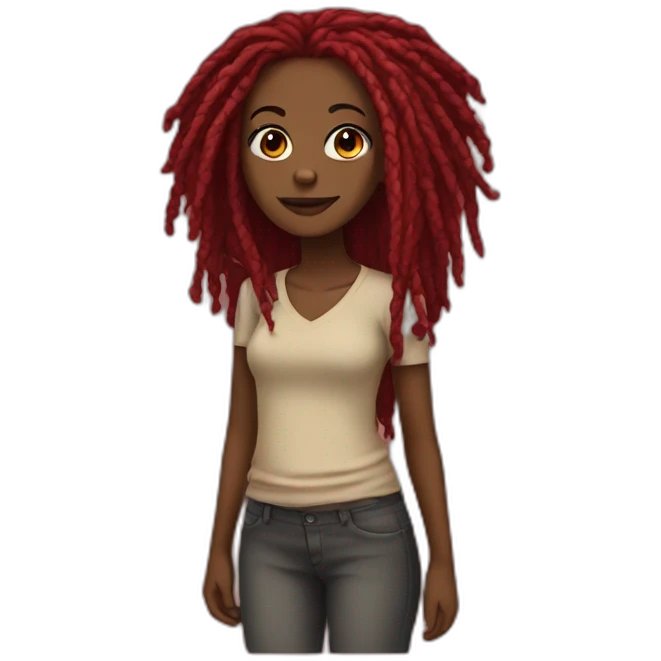 Black girl with red dreadlocks emoji
