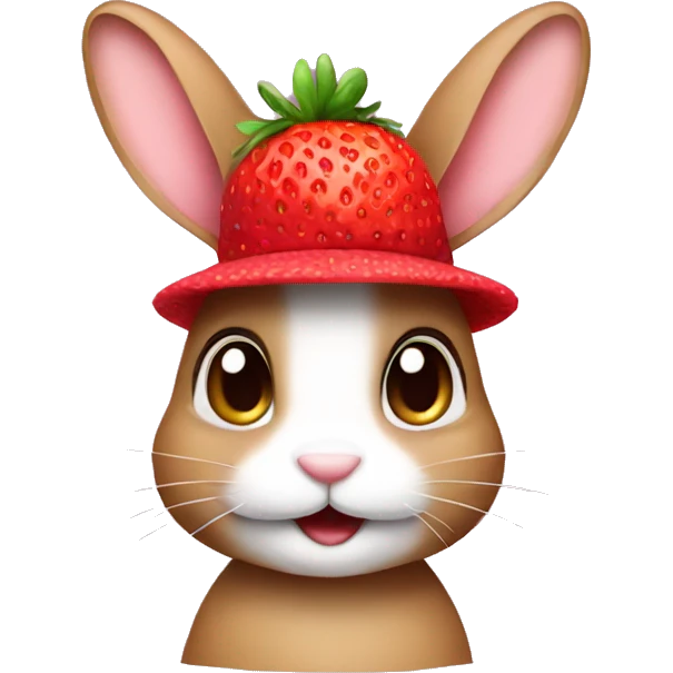 A bunny wearing strawberry hat emoji