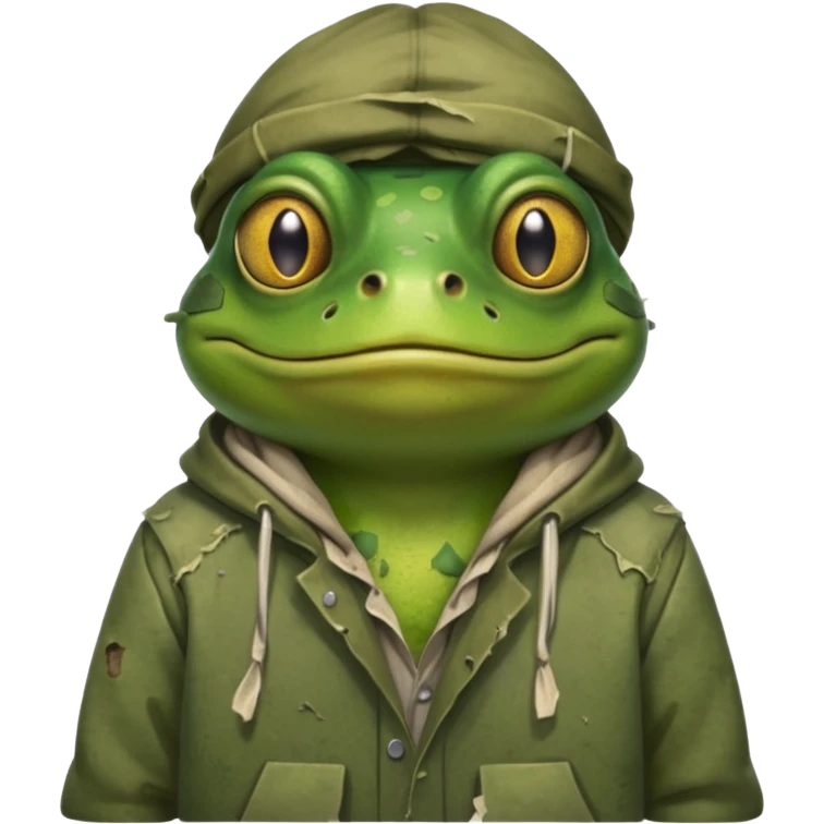 homeless frog with torn dirty clothes

 emoji