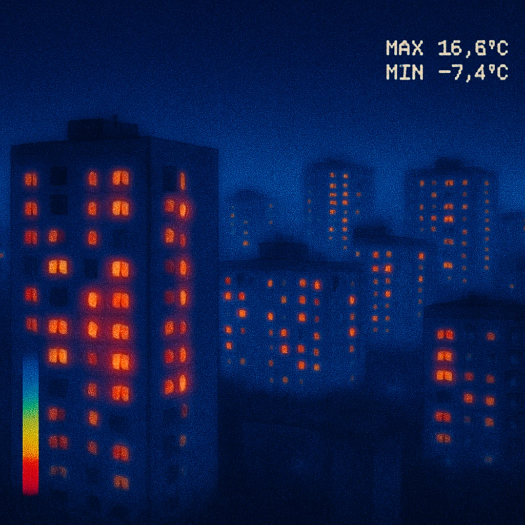 View from the roof of a Russian panel city with glowing windows emoji