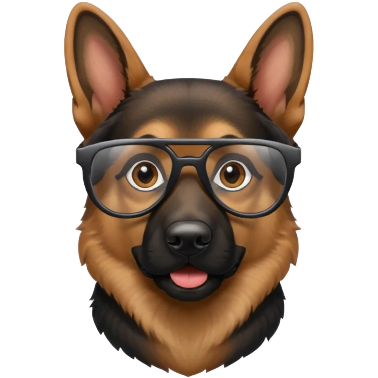 German shepherd wearing cool glasses emoji