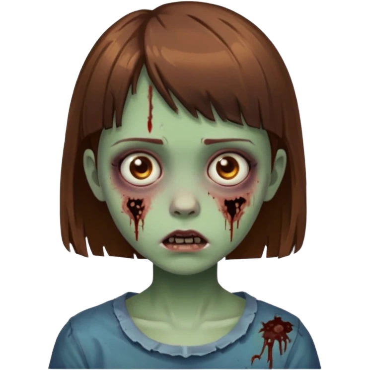 girl zombie with Brown and short bangs hair emoji