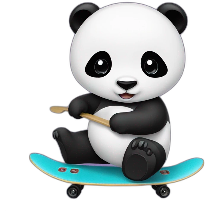 panda, cap and skatboard emoji