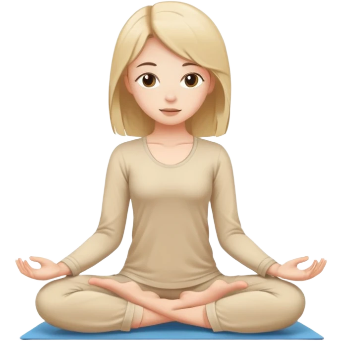 girl does yoga in beige pajamas emoji