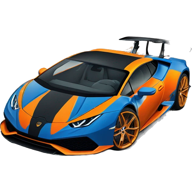 Blue and orange Lamborghini huracan sto emoji