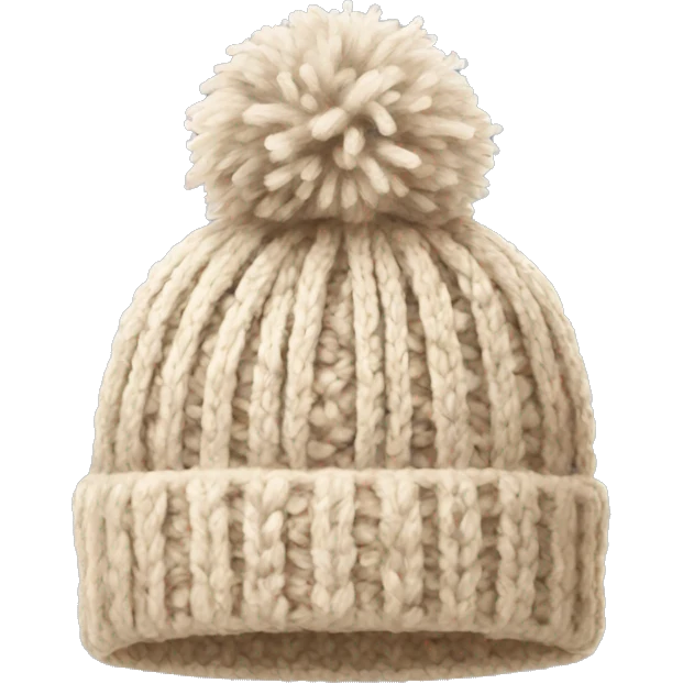Beige knitted cap with a pompom piece of clothing emoji