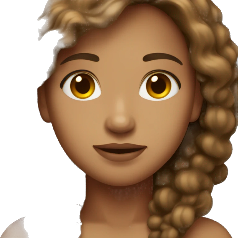 Brown hair light skin emoji