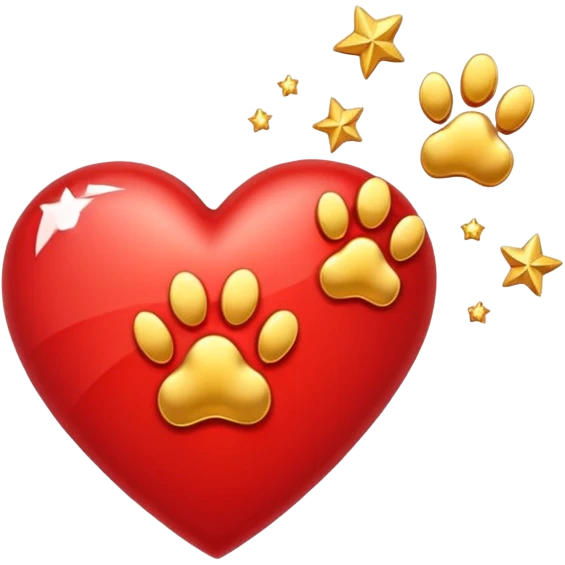 heart with a paw print and a shooting star emoji