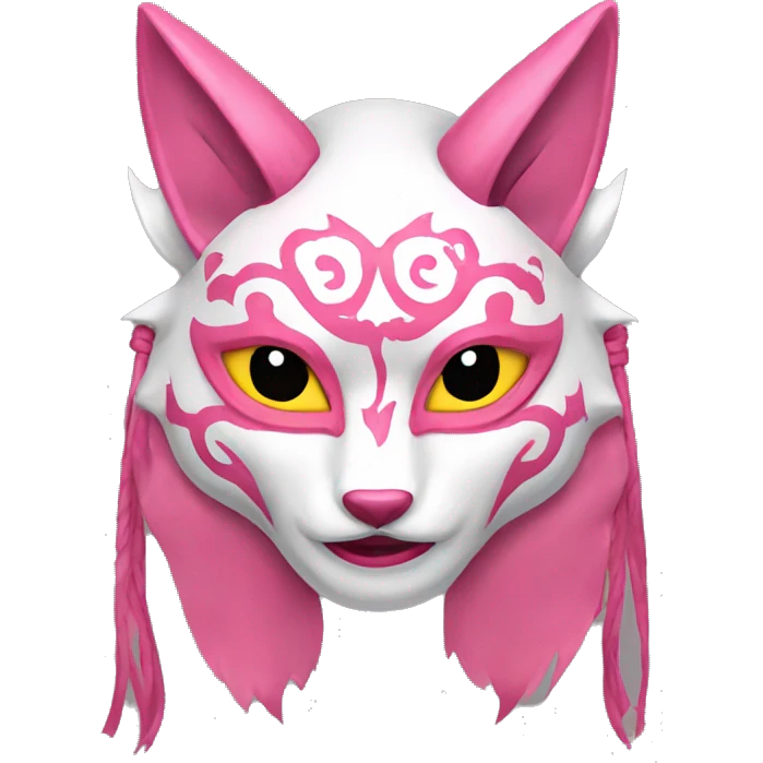 Pink feminine oni kitsune japanese mask emoji