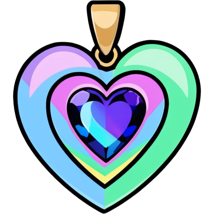 heart shaped mystic topaz holographic charm with rainbow sparkles emoji
