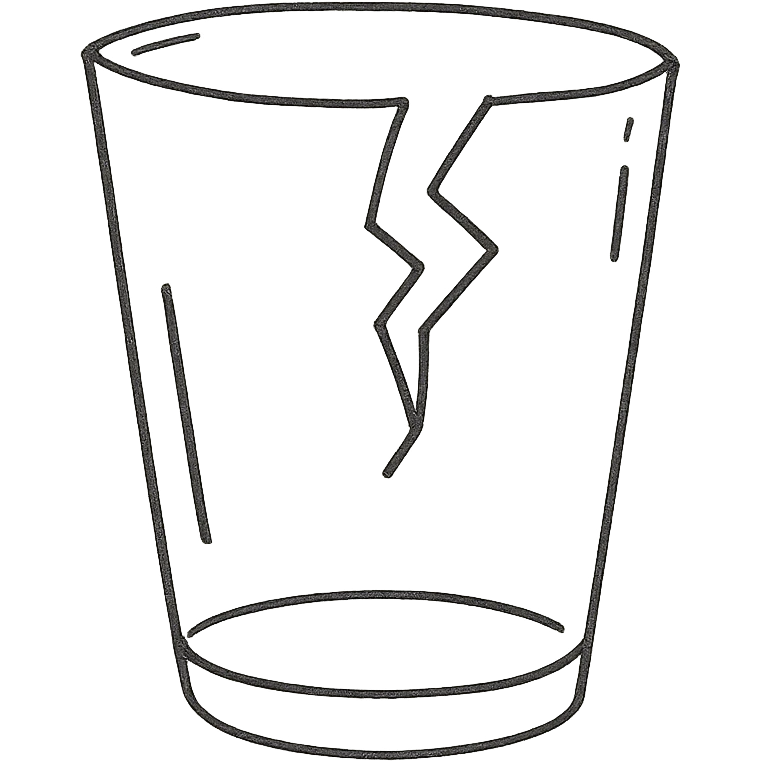 hand-drawn outlined broken glass icon emoji